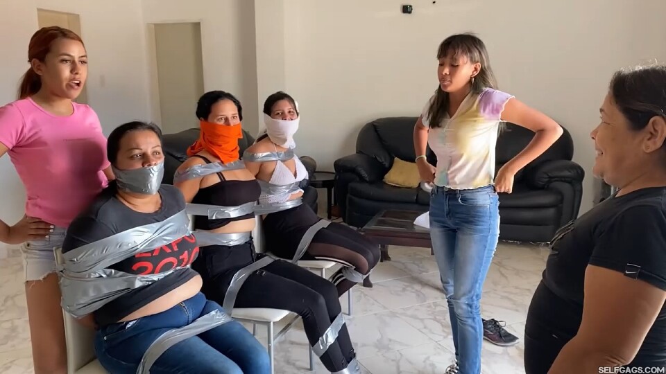Stepmom Hired Some Bondage Girls To Keep Us All Tied Up And Gagged!