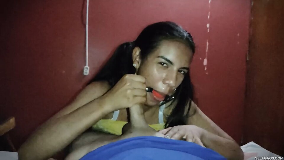 Gagged Bondage Girl Maria Martinez Gives Her FIRST HANDJOB EVER!