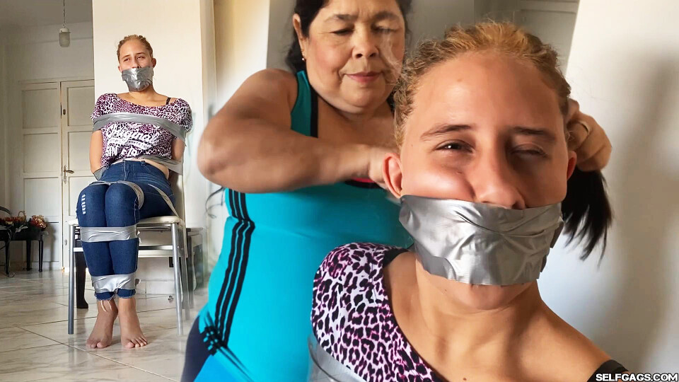 Spoiled Khloe Gagged with Her Dirty Underwear and Taped Tight