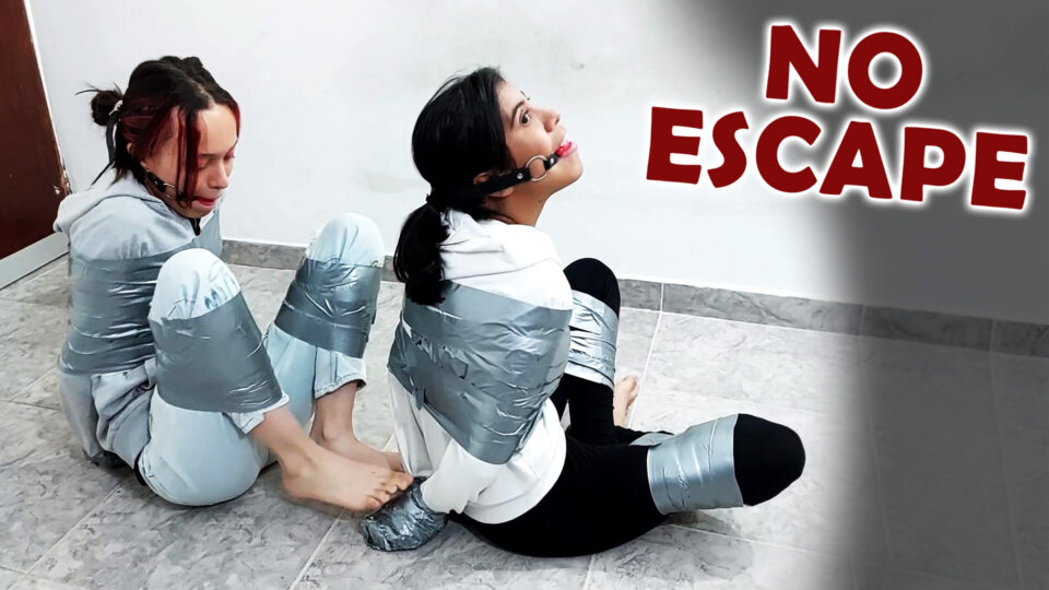 Duct Tape Escape Challenge Fails: Double Ball-Tied & Hooded Girls — gallery-1