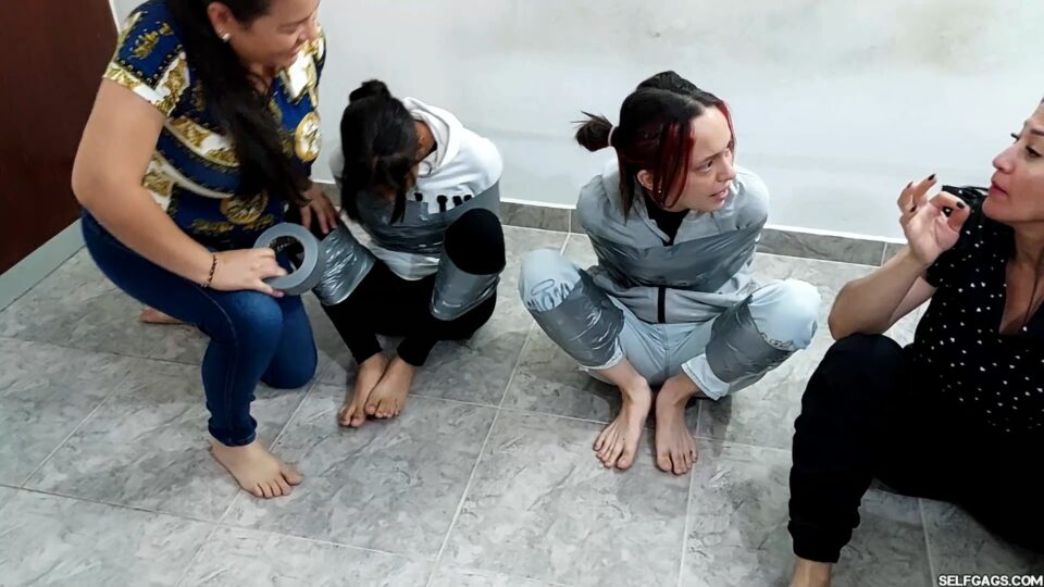 Duct Tape Escape Challenge Fails: Double Ball-Tied & Hooded Girls — gallery-2