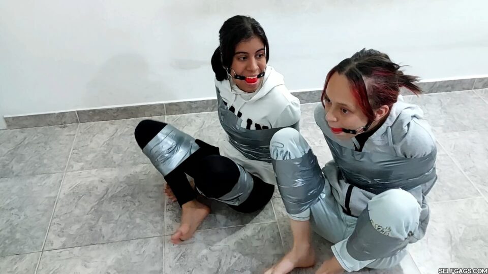 Duct Tape Escape Challenge Fails: Double Ball-Tied & Hooded Girls — gallery-6