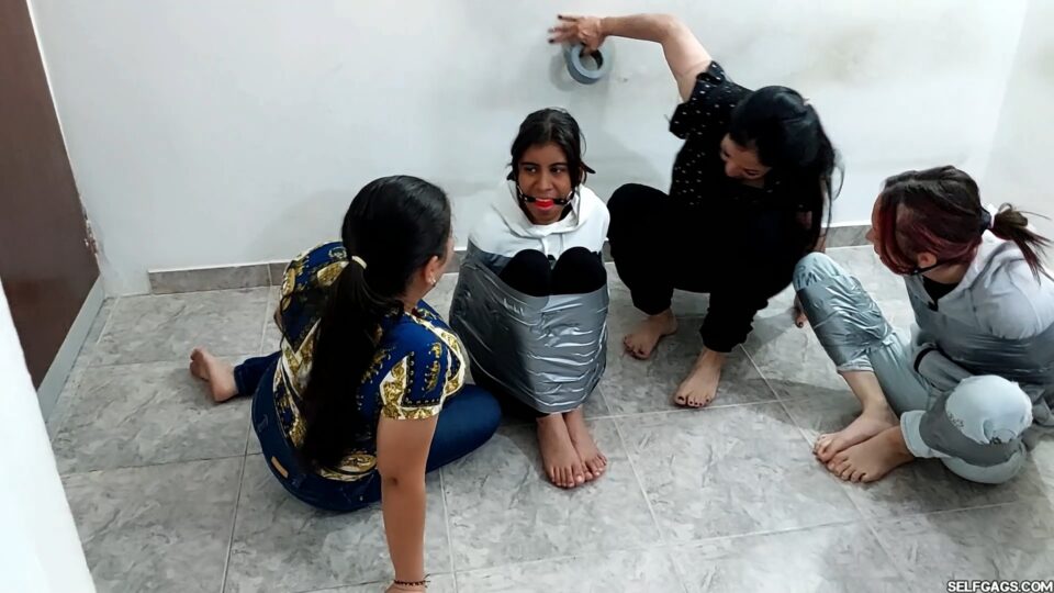 Duct Tape Escape Challenge Fails: Double Ball-Tied & Hooded Girls — gallery-7