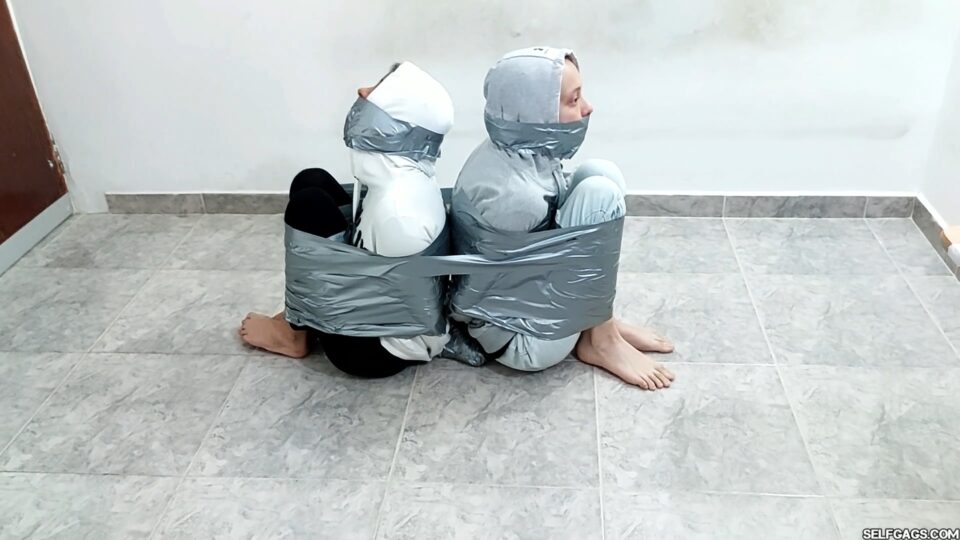Duct Tape Escape Challenge Fails: Double Ball-Tied & Hooded Girls — gallery-8