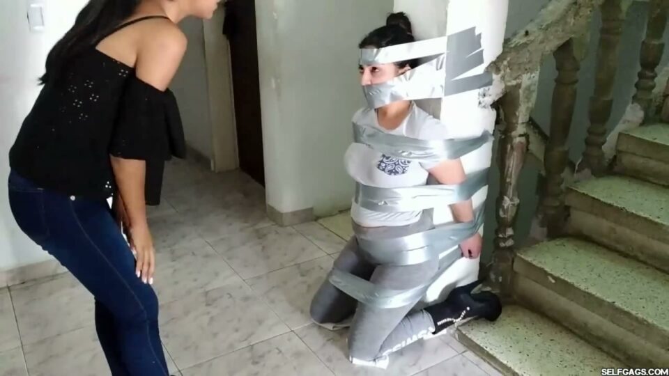 Gagged Stepsister Katherine Taped to Pillar — gallery-6