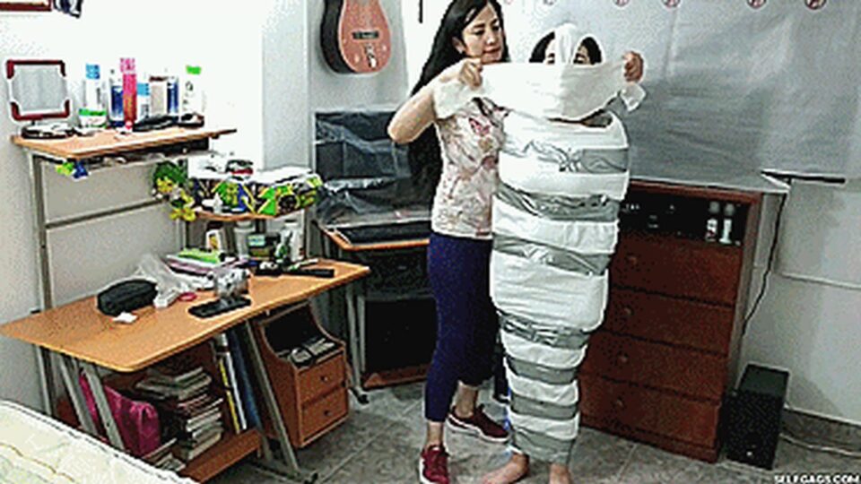 Girl Mummified, Panty Hooded, Gagged And Prepared — gallery-7
