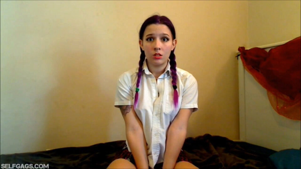 Innocent School Girl: Blackmailed Into Self-Gagging By Her Teacher! — gallery-1