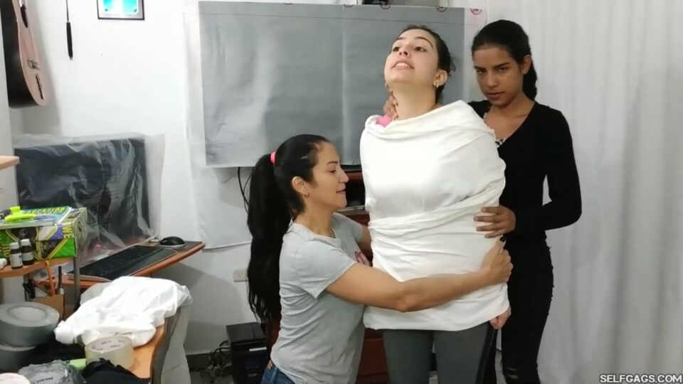 Katherine Martinez Collared And Pantyhose Hooded In Multilayered Mummification Bondage — gallery-1