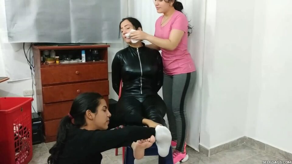 Laundry-Sniffing Catsuit Burglar Caught And Worshipped By Foot-Loving Stepsisters! — gallery-3