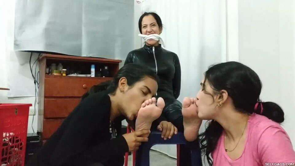 Laundry-Sniffing Catsuit Burglar Caught And Worshipped By Foot-Loving Stepsisters! — gallery-4