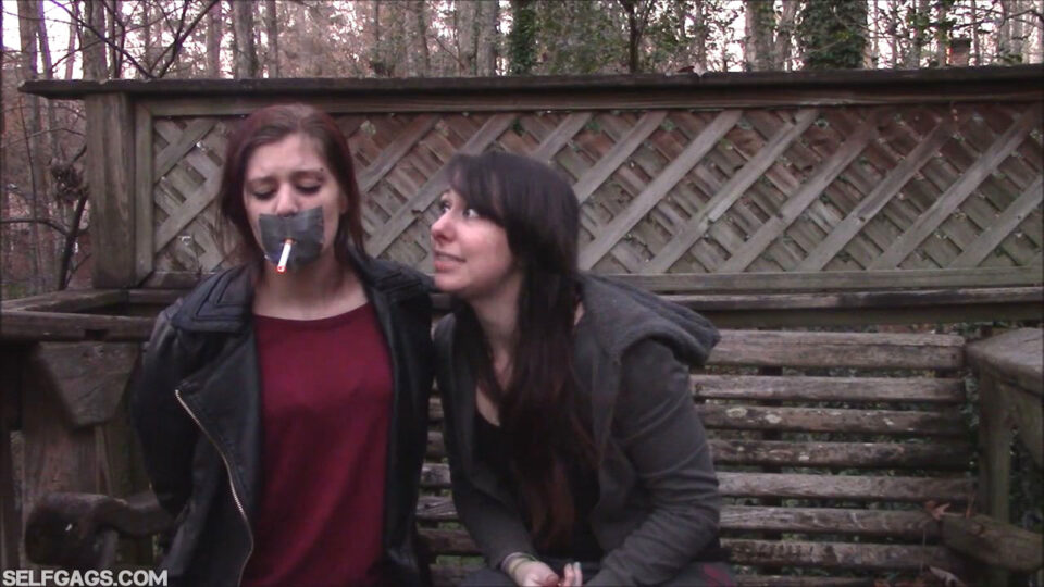 Making Little Step-Sister Smoke Through Hand Over Mouth And Tape Gag! — poster