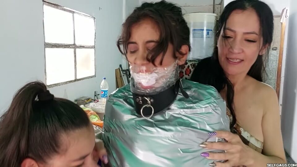 Mummified in the Attic – Two MILFs Hood & Chain Their Pantyhooded Girl — gallery-4