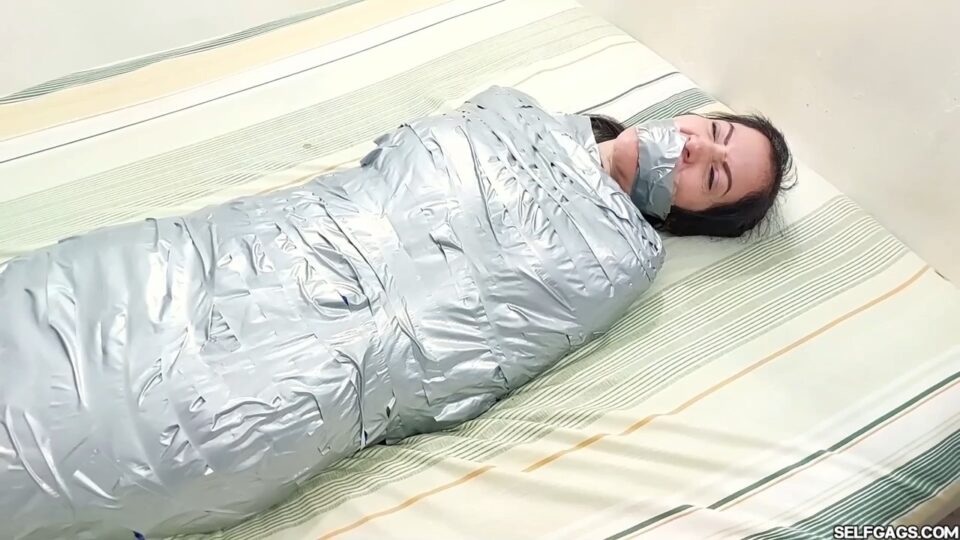 Mummified MILF Sock Gagged in Sleepsack Encasement Bondage — gallery-1