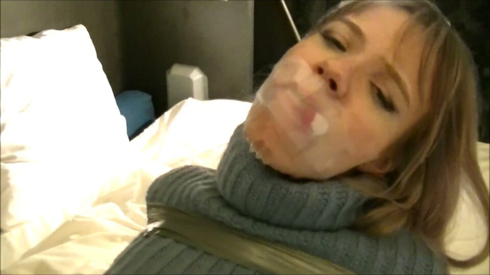 Nabbed Bimbo Brat Babysitter: Sock Stuffed, Mouth Taped, Panty Hooded & Ball Gagged In Tight Tape Bondage! — gallery-2