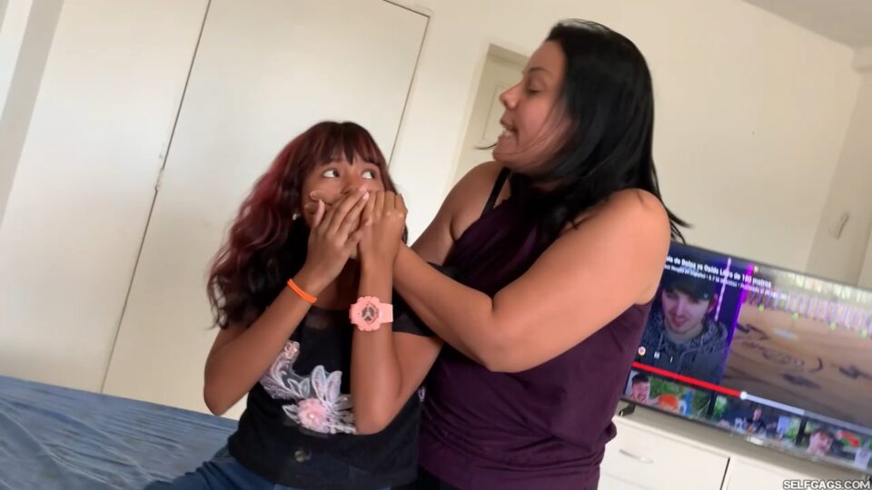 Naughty Backtalking Teenage Girl Gagged In Tight Tape Bondage By Her Evil Stepmom! — gallery-1