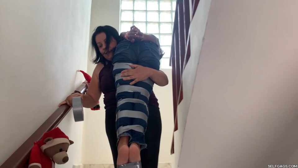 Naughty Backtalking Teenage Girl Gagged In Tight Tape Bondage By Her Evil Stepmom! — gallery-5