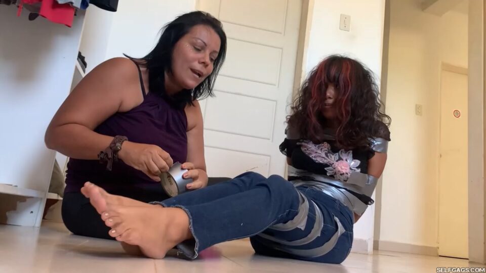 Naughty Backtalking Teenage Girl Gagged In Tight Tape Bondage By Her Evil Stepmom! — gallery-5