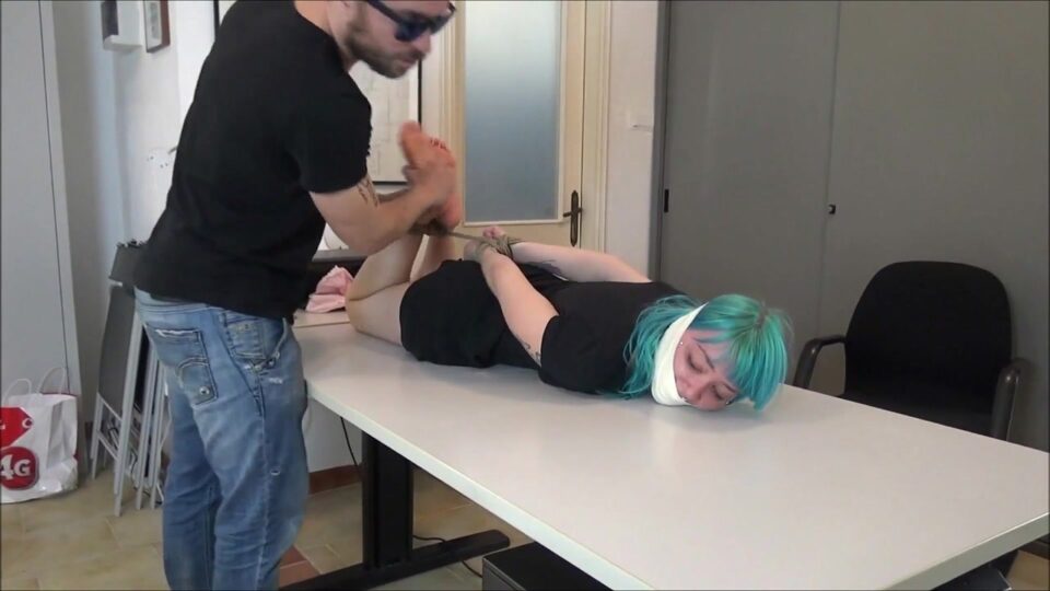 Naughty Office Worker: Hogtied, Tape Gagged & Foot Tickled on Her Work Desk! — gallery-8