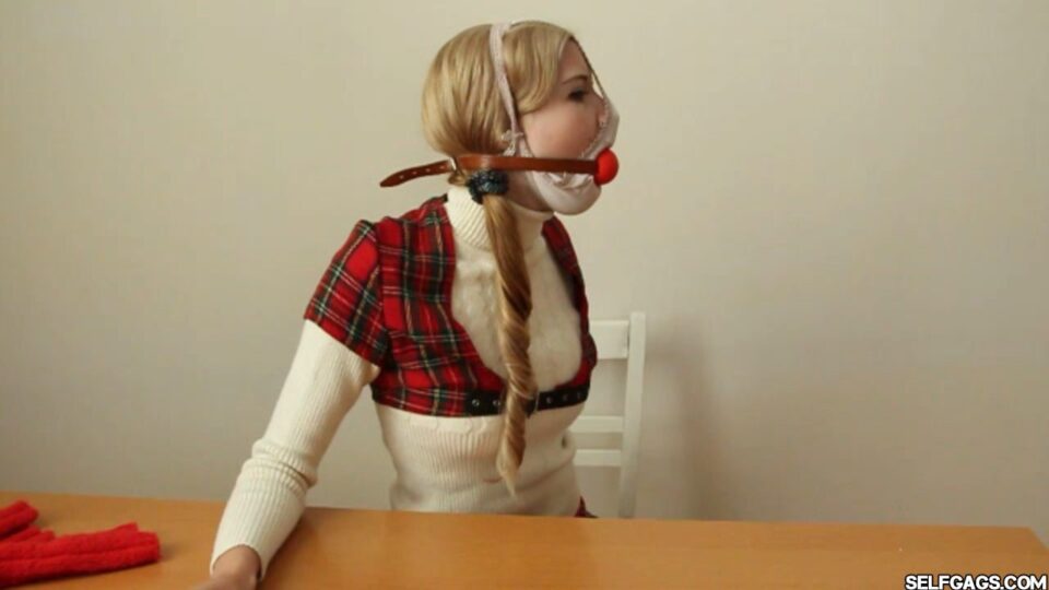 Self Gagged Blonde Scandinavian Schoolgirl — gallery-4