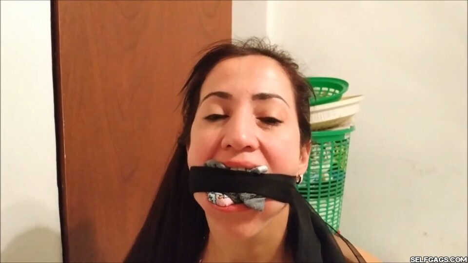 Self-Gagged Latina Step-Mom In Her First Gag Talk Video — gallery-3