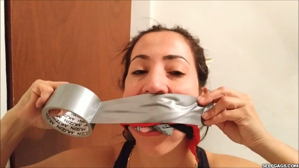 Self-Gagged Latina Step-Mom In Her First Gag Talk Video — gallery-4