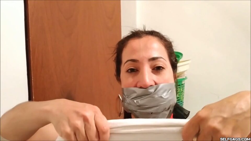 Self-Gagged Latina Step-Mom In Her First Gag Talk Video — gallery-5