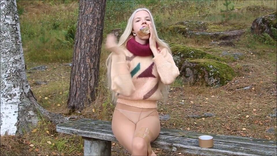 Sensually Self Gagged Blonde — gallery-6