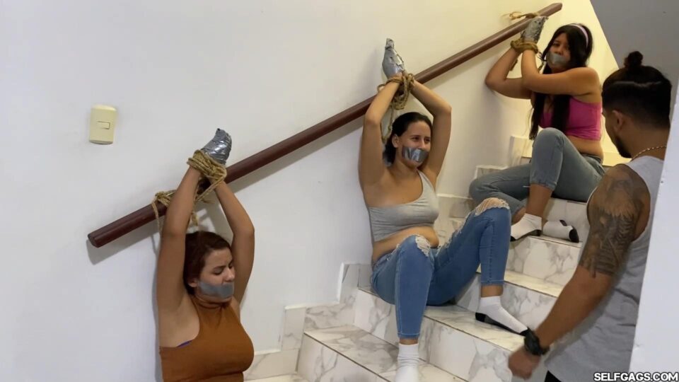 Staircase Struggles: Roommates Bound and Gagged — gallery-5