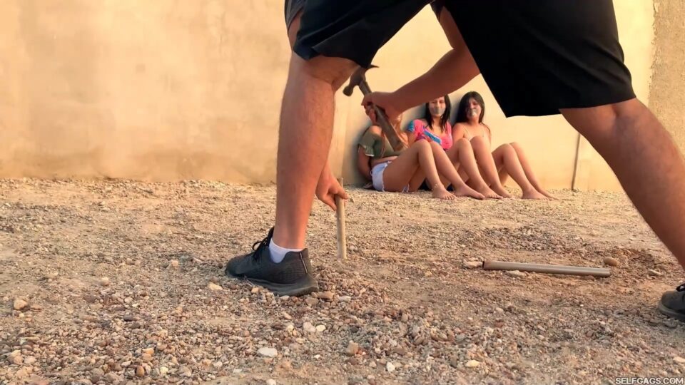 Stakeout Bondage: Three Hot Girls Tied Spreadeagle To The Ground! — gallery-2