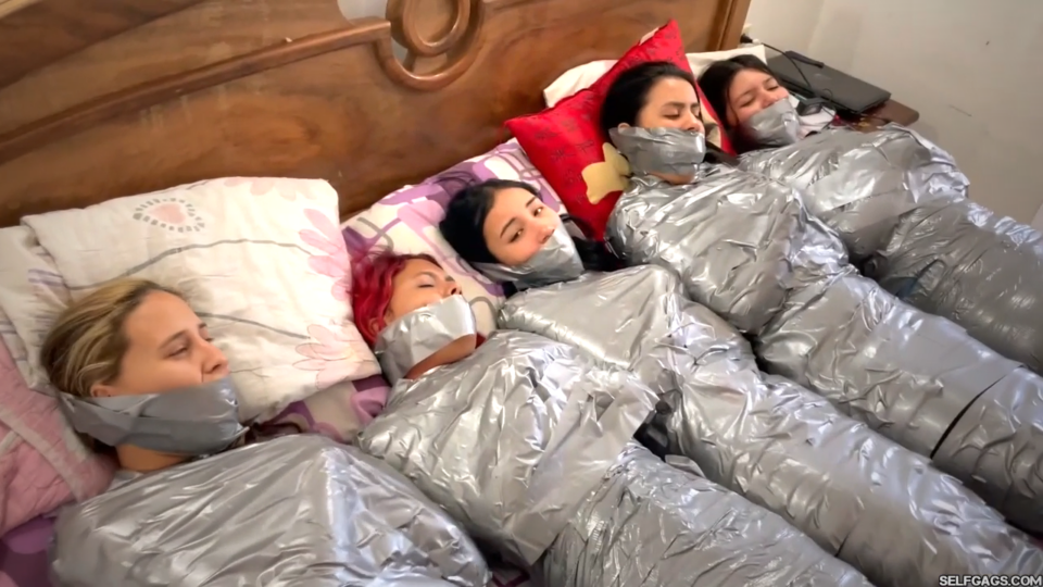 Trapped In Mummy Mansion: 5 Mummified Girls Struggle All Wrapped Up And Gagged! — gallery-1
