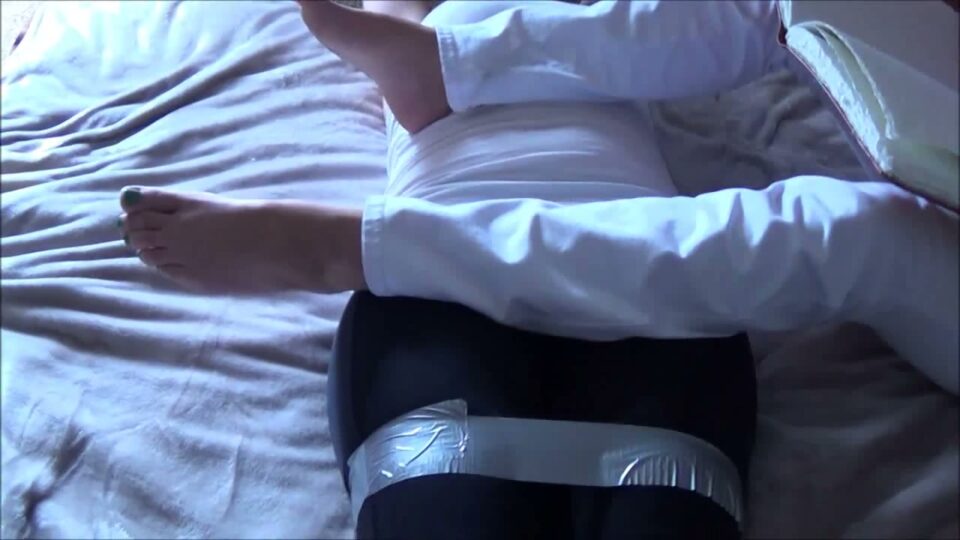 Interrupted Study: Tape Bound, Panty Gagged Under Her Feet — gallery-8