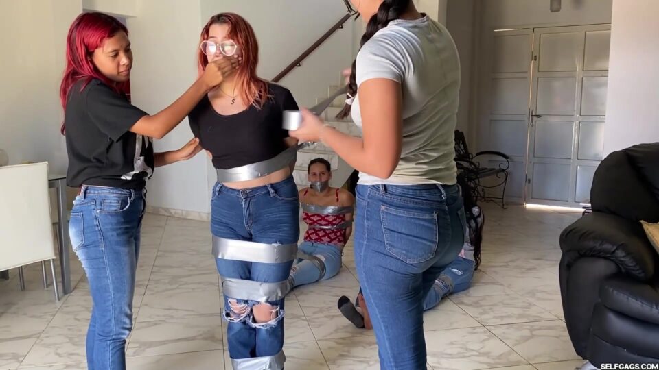 Spin the Bottle Bondage Game – Sock Gags, Tape Ties & Mummification (Vol. 1–2) — gallery-4