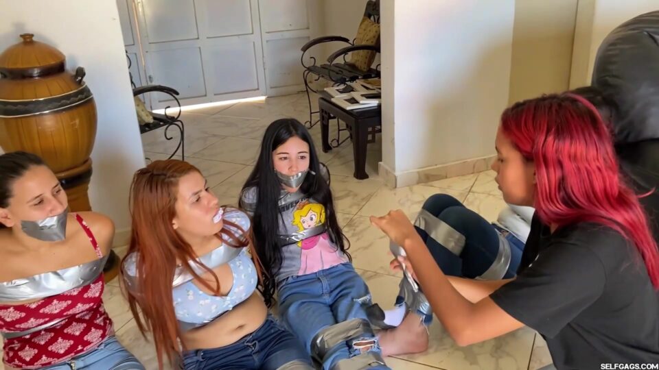 Spin the Bottle Bondage Game – Sock Gags, Tape Ties & Mummification (Vol. 1–2) — gallery-5